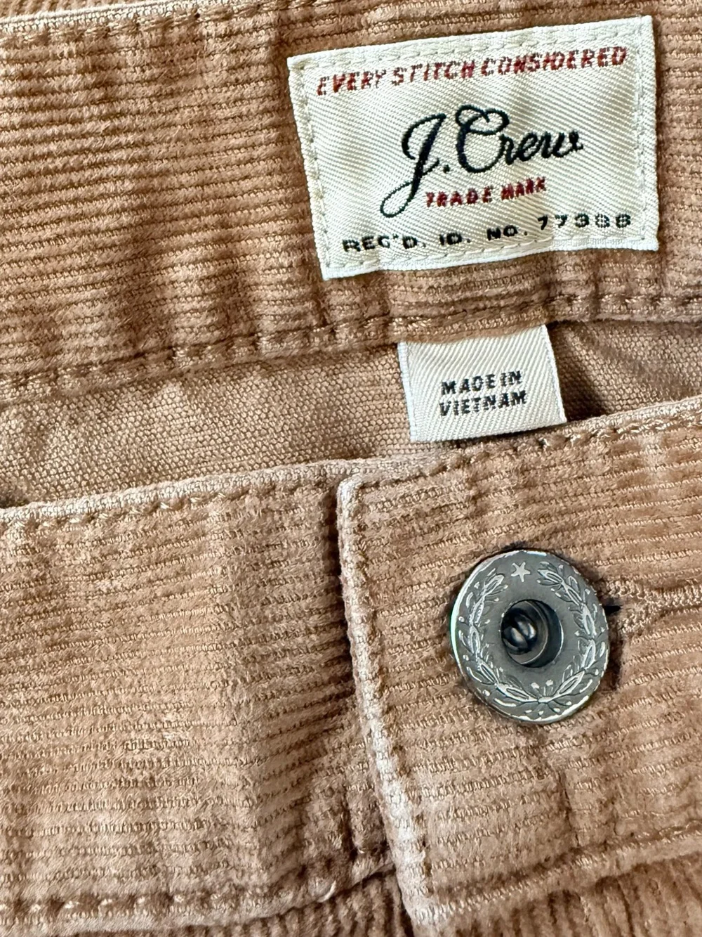 J.Crew 484 Slim-Fit Men's Brown Corduroy Pants Size 31